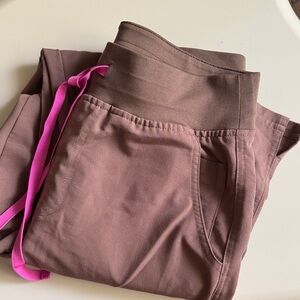 FIGS smokey taupe high waisted yola pants small tall